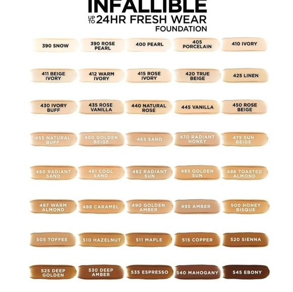 Infallible Loreal Foundation Color Guide - Picture 1 of 1